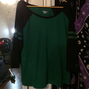 green baseball tee