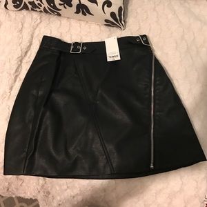 Faux Leather Skirt (Decree) with silver hardware