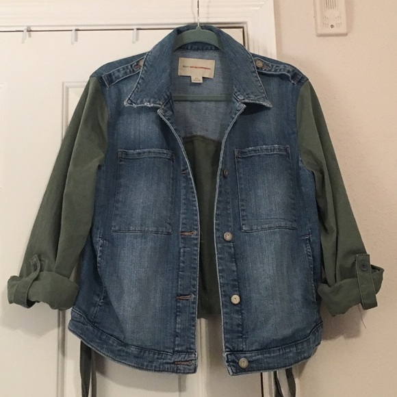 Anthropologie Denim and Green Jacket