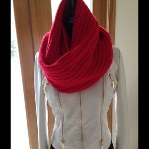 JCrew chunky RED infinity scarf (jacket separate)