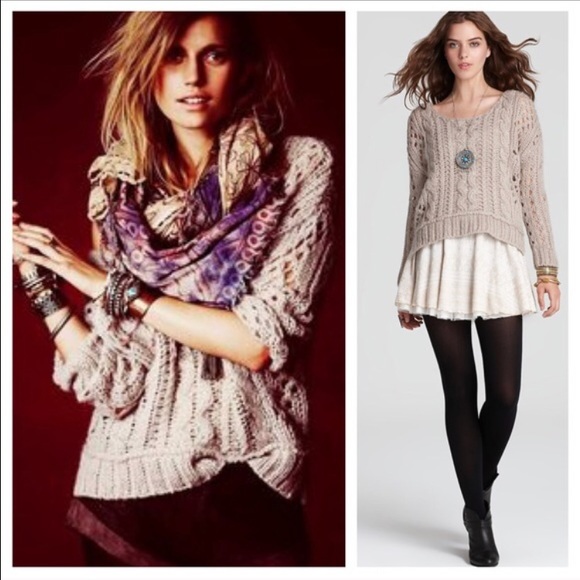 Free people chunky fluff cable knit sweater