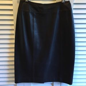 Rich Brown leather pencil skirt by Brooks Brothers
