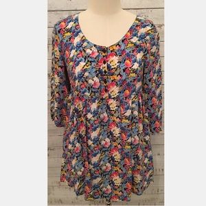 Free People Floral rayon Tunic Top Blouse NWOT