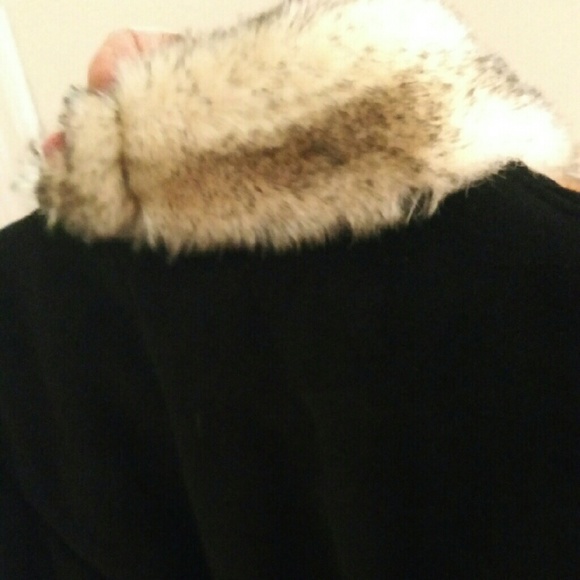 Shearling fur trim coat never worn