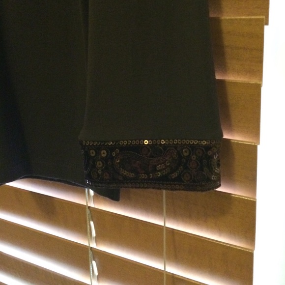 Talbots Petite long sleeve brown sequin trim top - Picture 4 of 4