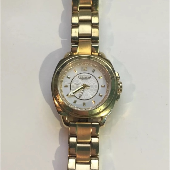Coach Women's Boyfriend Crystal Watch Gold Tone