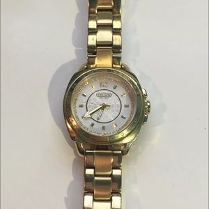 Coach Women's Boyfriend Crystal Watch Gold Tone