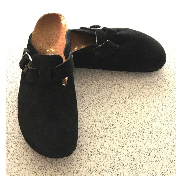NIB Birkenstock "Boston" black suede Sz 38