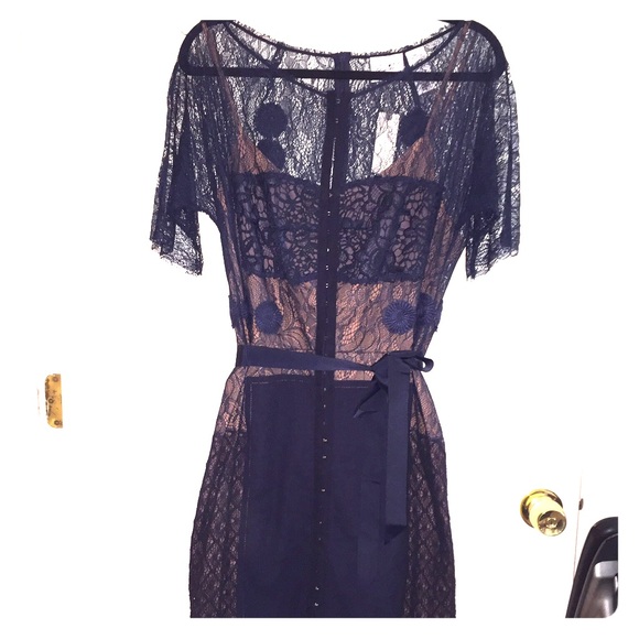 Rare Byron Lars Anthropologie Dress Navy size 12