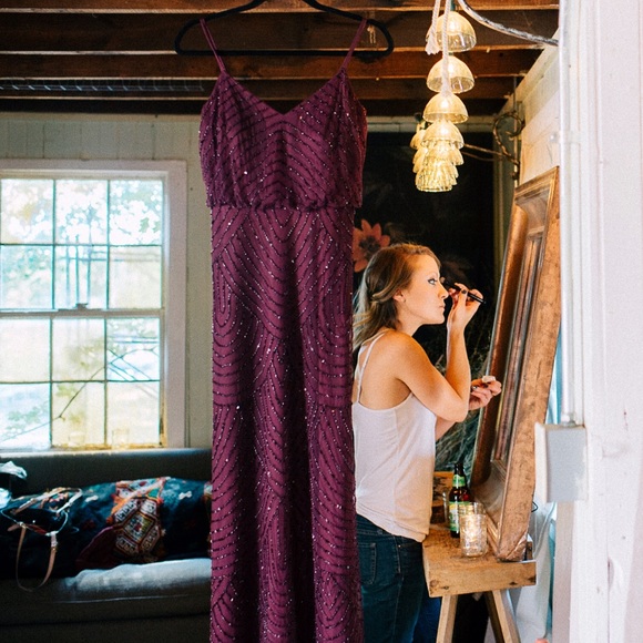 Adrianna Papell Art Deco Blouson Beaded Gown