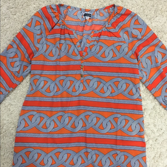 Mud pie tunic orange, blue and white