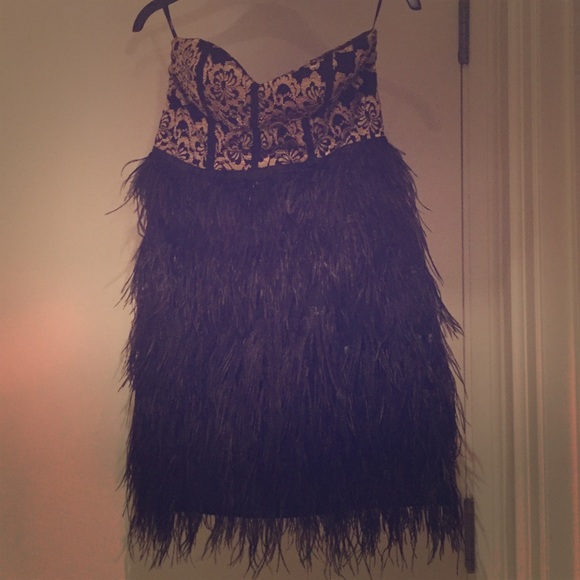 Black and Gold Feather Dress!
