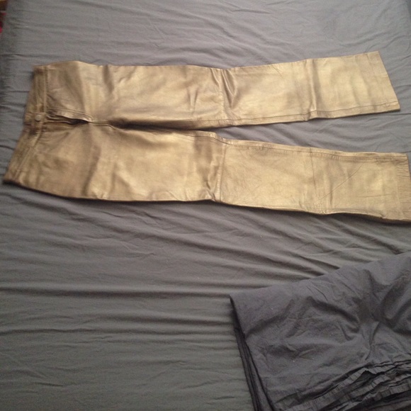 Black Gold Nine West Boot Cut Leather Lined Pants