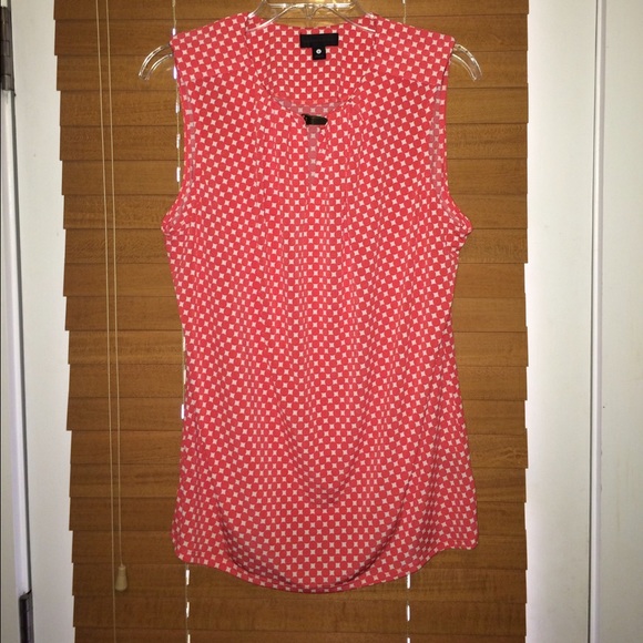 Size L orange/coral and white blouse - Picture 1 of 3