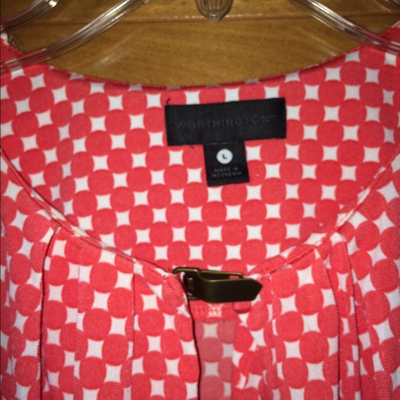 Size L orange/coral and white blouse - Picture 3 of 3