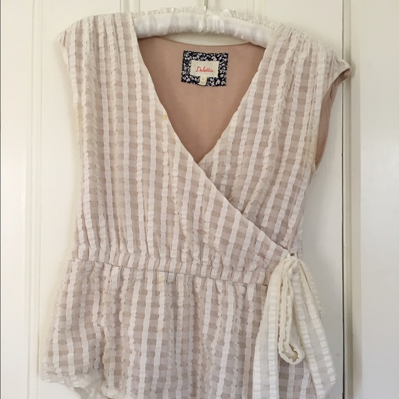 Anthropologie Faux Wrap Top Deletta Size XS