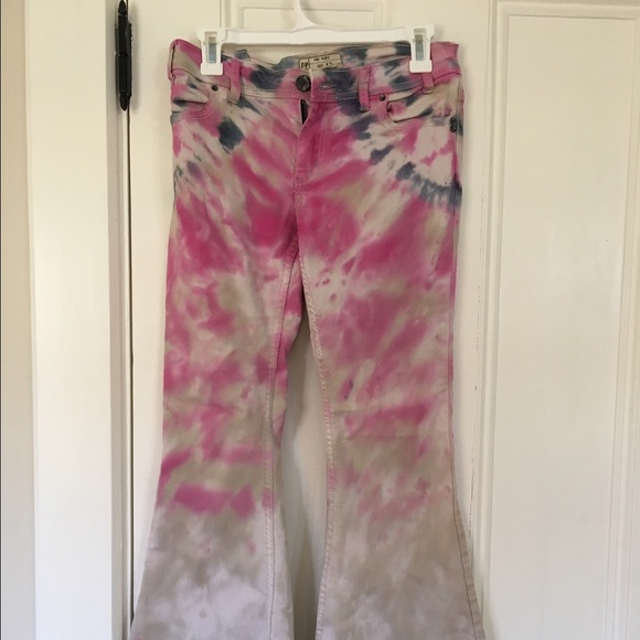 Free People Tie Dye Bell Bottom Jeans Size 27