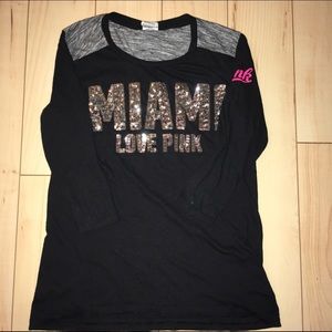 PINK Victoria Secret Bling Miami 3/4 sleeve tee