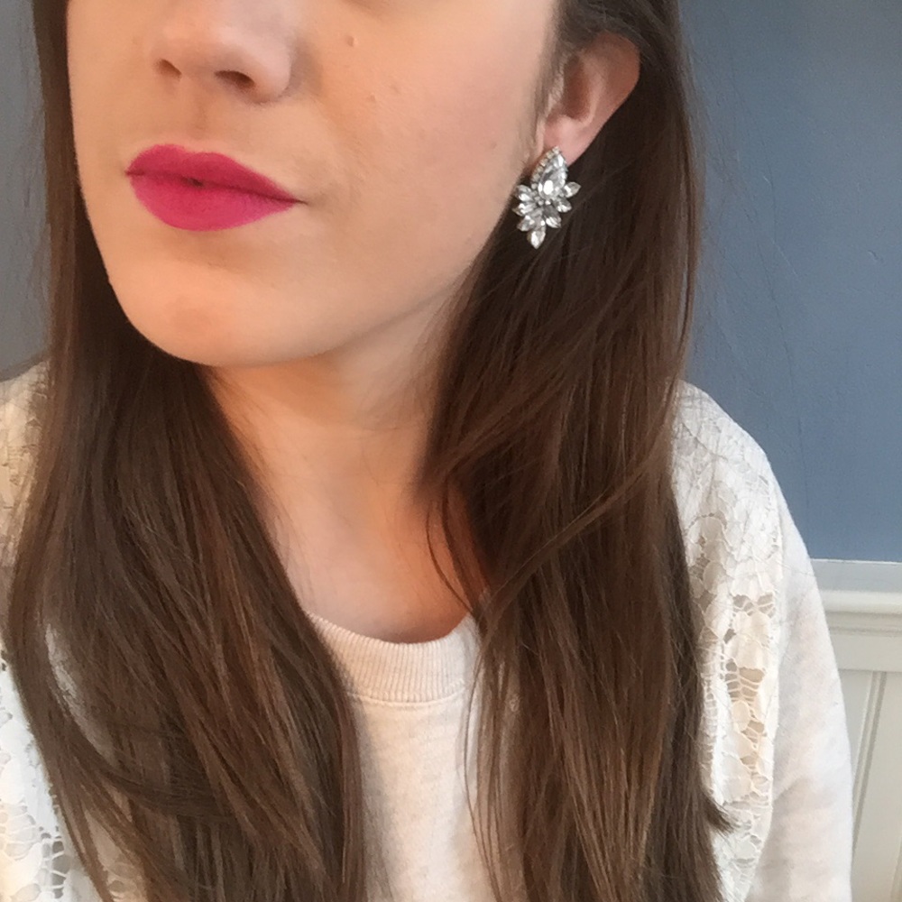 "Kate" Earrings || Clear Crystal Statement - Picture 5 of 8