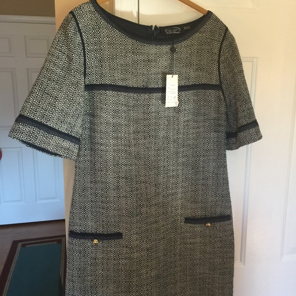Magaschoni Navy tweed dress. Size 6