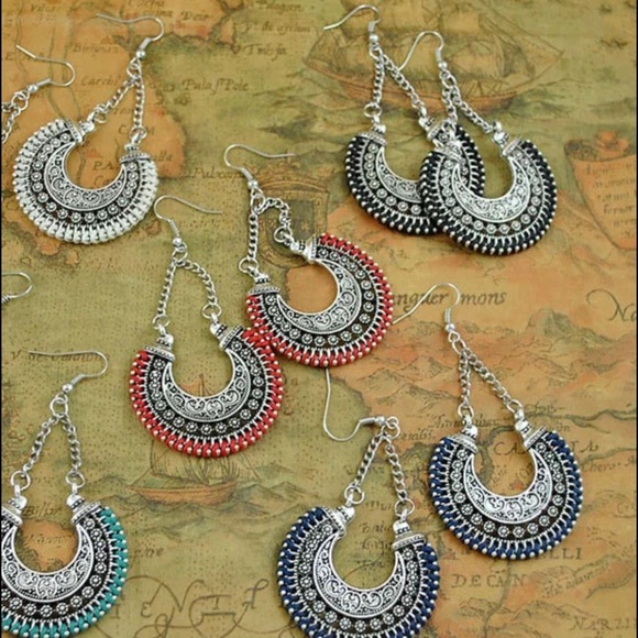 Rope Wrap Vintage Long Drop Boho Black or Red NWT - Picture 5 of 8