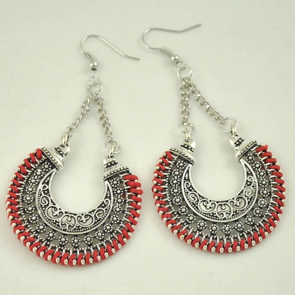 Rope Wrap Vintage Long Drop Boho Black or Red NWT - Picture 8 of 8