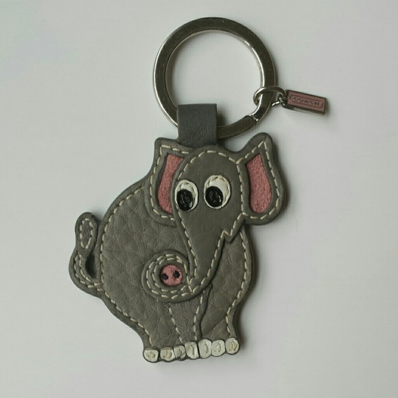 Coach leather elephant key chain fob