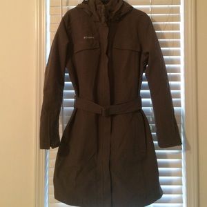 Columbia tweed color belted trench coat