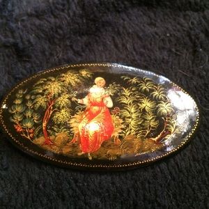 Russian hand painted brooch