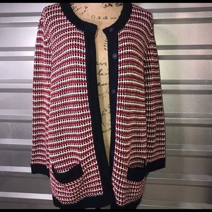 TALBOTS Knit Sweater Navy White Red SiZe 1X plus