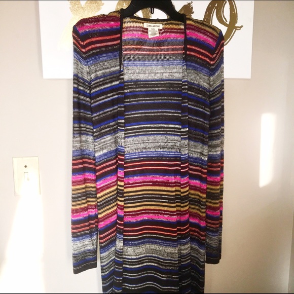 Ankle length multicolored cardigan