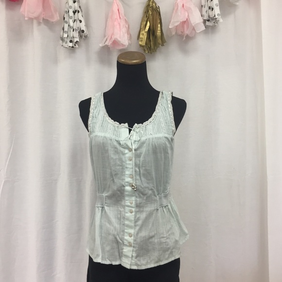 Mint tank, lace detail, free people