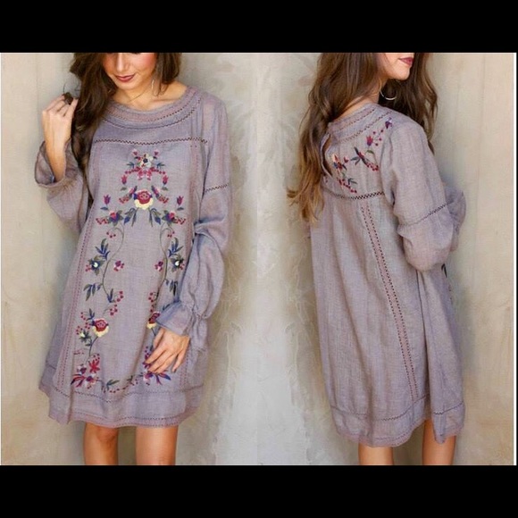 New Arrival~ Olive Embroidered Tunic Dress🍃 - Picture 2 of 4