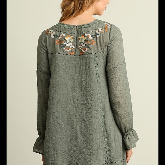 New Arrival~ Olive Embroidered Tunic Dress🍃 - Picture 3 of 4