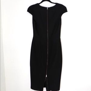 Zara Zippered Back V-neck Midi Dress Small Black