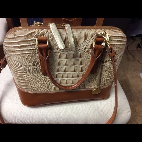 Authentic Brahmin Vivian Champagne Dome Satchel