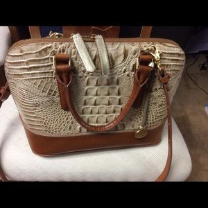 Authentic Brahmin Vivian Champagne Dome Satchel
