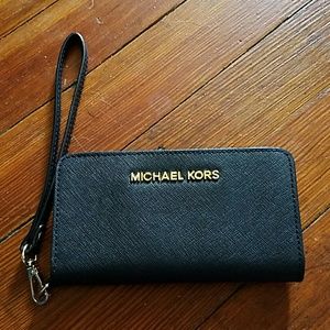 Michael Kors black nylon wristlet