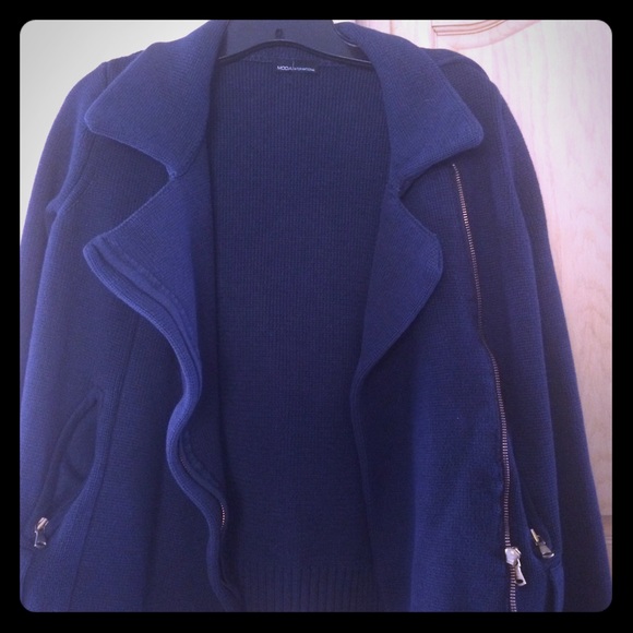 VS navy blue moto sweater jacket