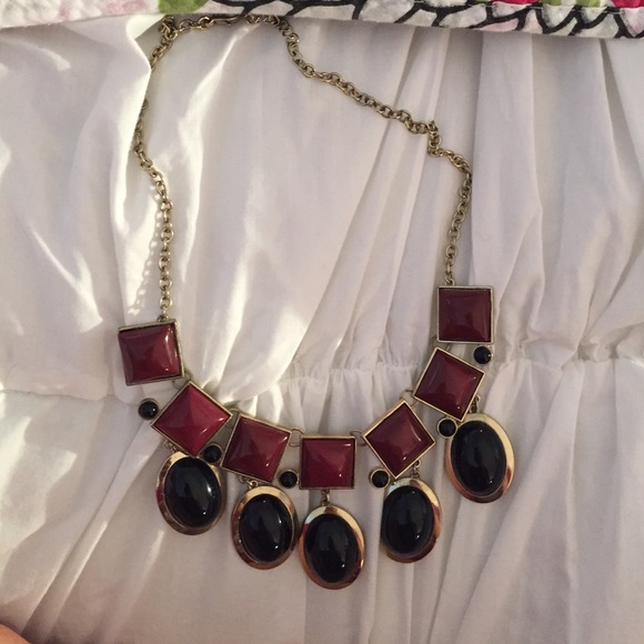 Garnet and black bubble necklace