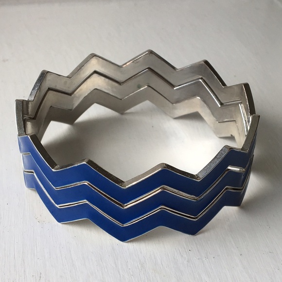 Zig zag bracelets navy blue silver Balla