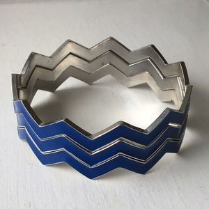 Zig zag bracelets navy blue silver Balla
