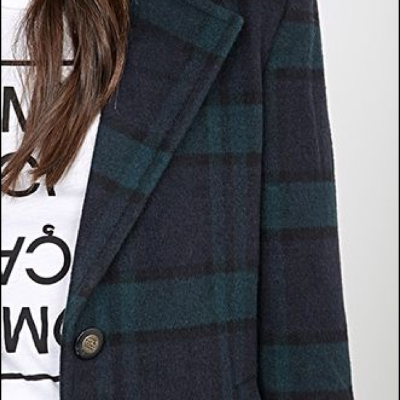 blue green plaid jacket