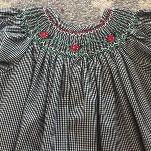 Girls ladybug smocked dress