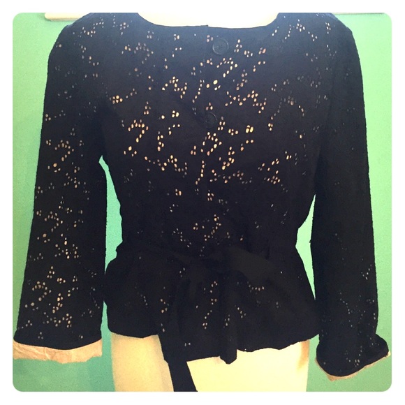 Cute black eyelet Loft skirt and jacket