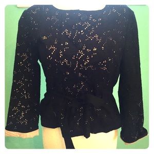 Cute black eyelet Loft skirt and jacket