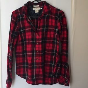Magenta and Navy Fitted Flannel