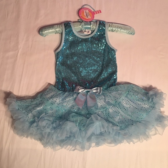🎀POCHEW Girl Sequin Semi Pettidress Blue Sz (S)🎀 - Picture 2 of 4