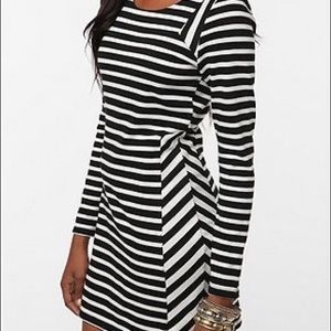 Lucca Couture Black & White Striped Bodycon Dress