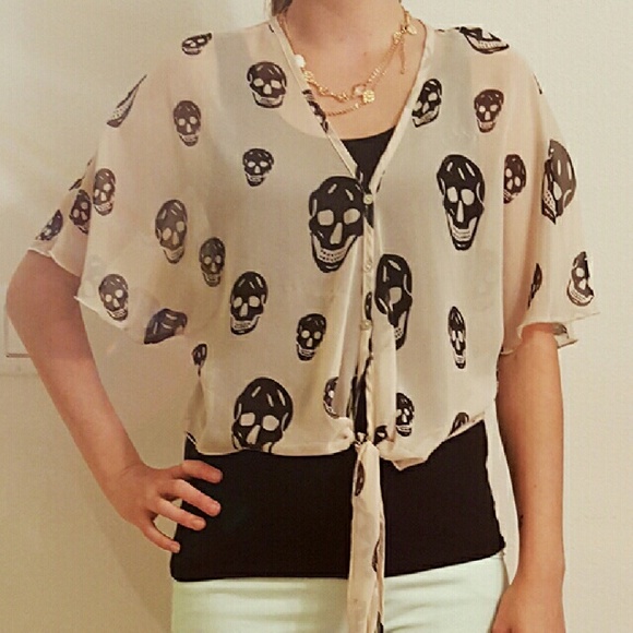 Skull Crop Top Blouse